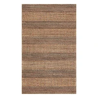 (B870) Aaron Brown & Natural Striped Jute Accent Rug, 3x5