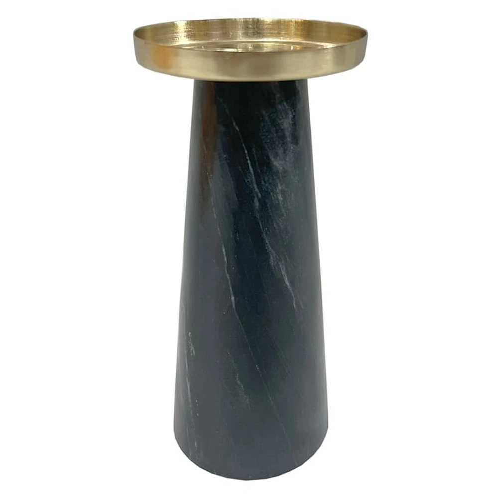 Crosby St. Black Marble with Gold Metal Pillar Holder, Large