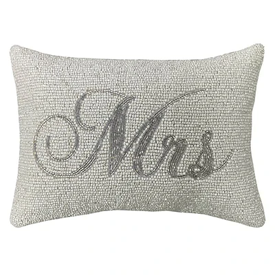 Silver Mrs Beaded Throw Pillow, 9x12