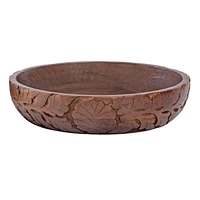 Carved Leaf Wooden Bowl, 11.5"