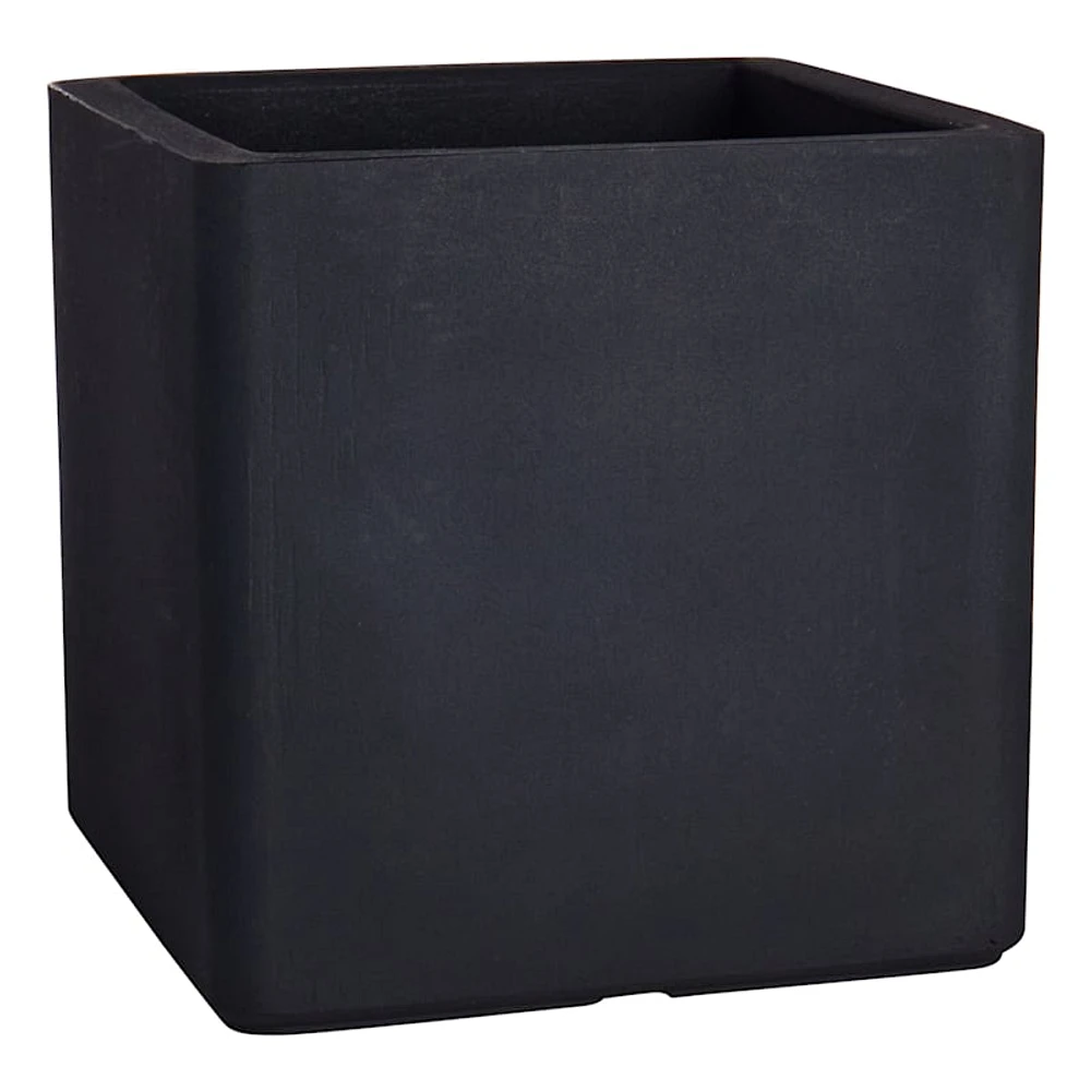 Japi Black Lead Flat Cube Outdoor Planter, 18"