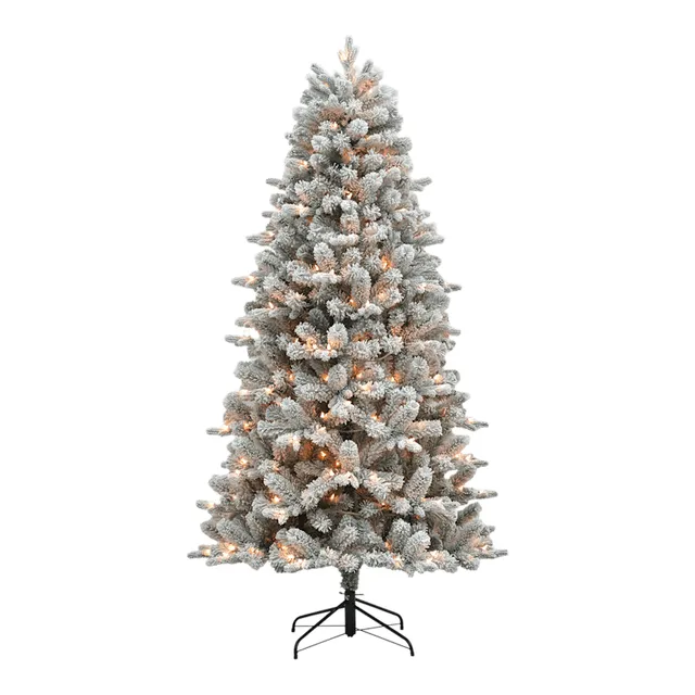 (B15) Unlit Flocked Nordmann Fir Christmas Tree, 7.5