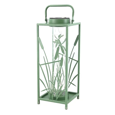 Metal Outdoor Lantern with Led String Lights, 15.5"