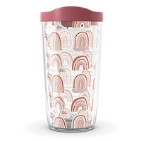 Rainbows All Over Print Pink Tumbler