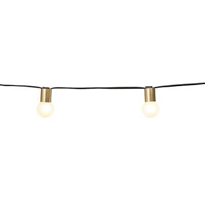 10-Count UL Frosted Glass G40 String Lights with Gold Plated Lamp Base