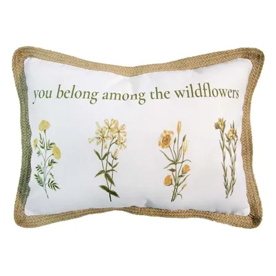 Wildflowers Jute Trim Outdoor Throw Pillow, 14x20