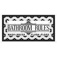 Bathroom Rules Faux Tile Wall Decor, 24x12