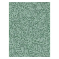 E518) Teal Palm Bay Leaves Outdoor Area Rug