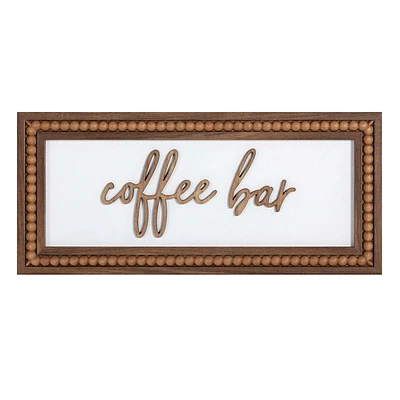 Framed Coffee Bar with Beaded Frame Wall Art, 18x8