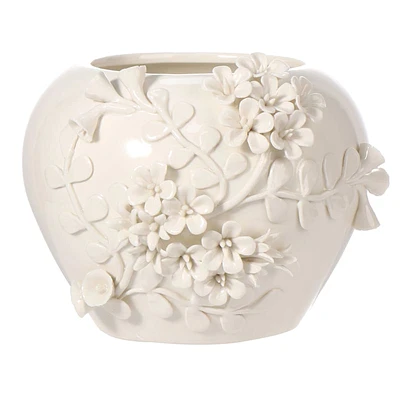 3D Flower Ceramic Pot, 7"