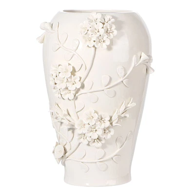 3D Flower Ceramic Vase, 13.7"