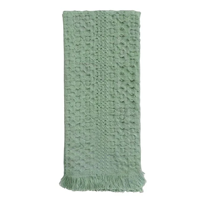 Set of 2 Green Fray Edge Kitchen Towels, 16x26