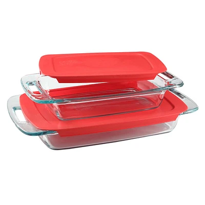 Pyrex 4-Piece Easy Grab Baking Dish Value Pack, Red