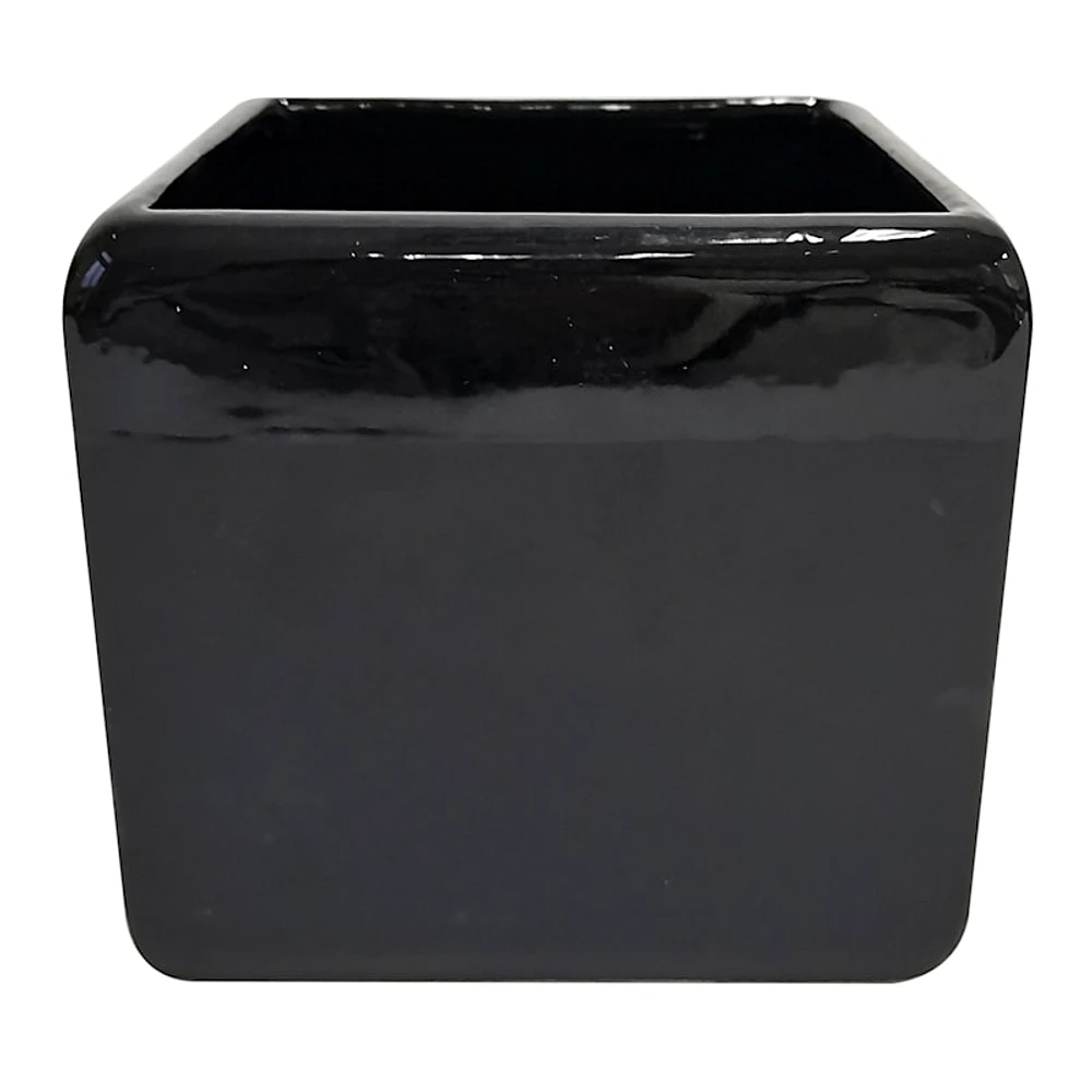 Crosby St. Indoor Two-Tone Square Black Planter, 6"