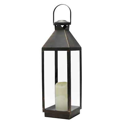 Black Outdoor Lantern with Metallic Detail