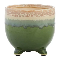 Indoor Green Ombre Footed Ceramic Planter