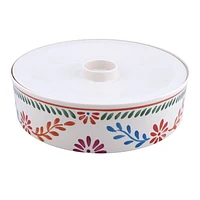 White Floral Melamine Tortilla Warmer, 10"