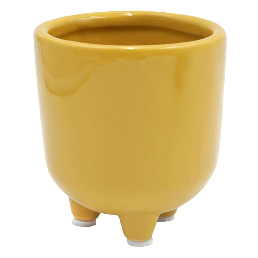 Indoor Amber Footed Ceramic Planter, Extra Small