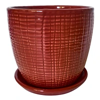 Indoor Picante Red Tulip Ceramic Planter with Saucer, 5"