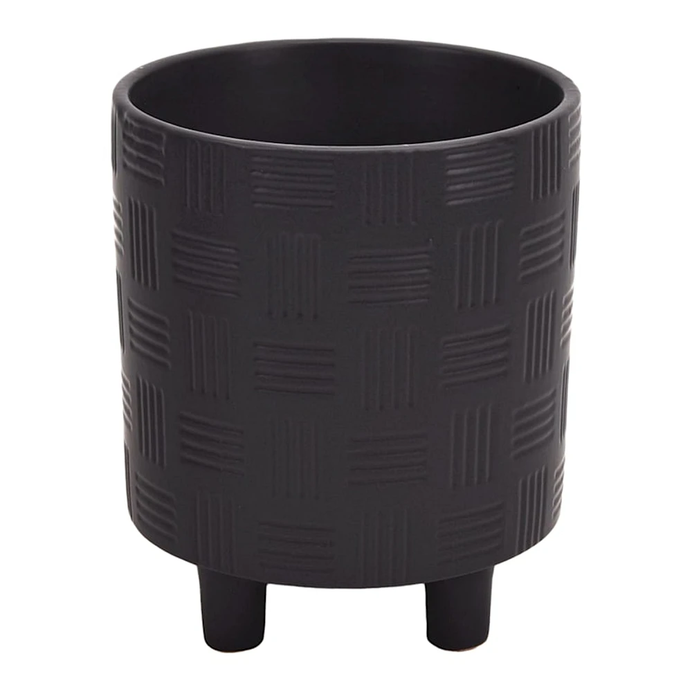 Indoor Mod Black Footed Ceramic Planter, Small