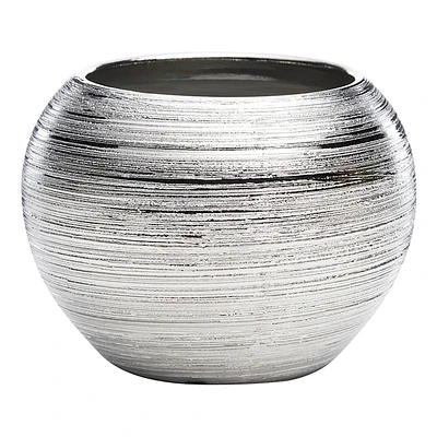 Crosby St. Indoor Silver Round Textured Pot