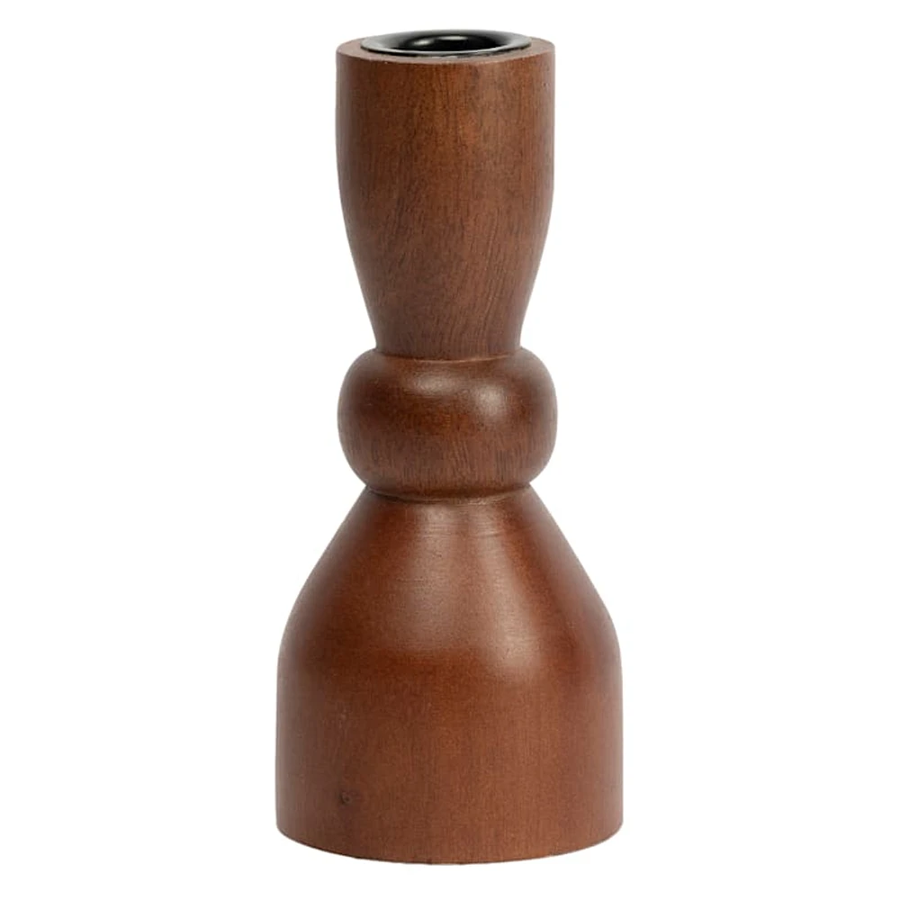 Walnut Wooden Taper Candle Holder