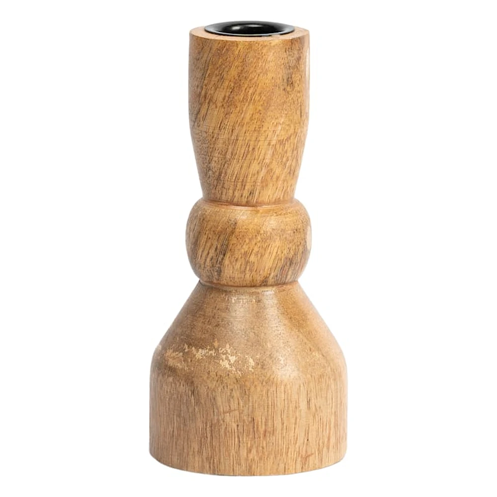 Natural Wooden Taper Candle Holder