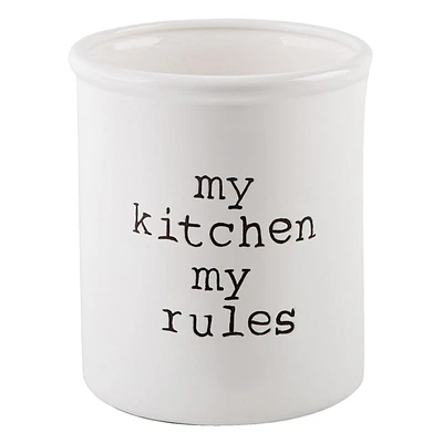 White My Kitchen My Rules Kitchen Utensil Holder