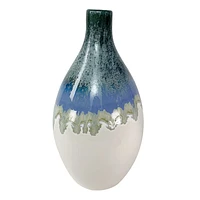 Blue Glaze Ceramic Vase, 11.4"