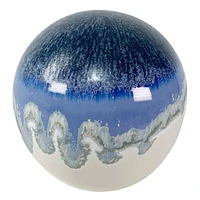 Blue Glaze Ceramic Orb, 4"