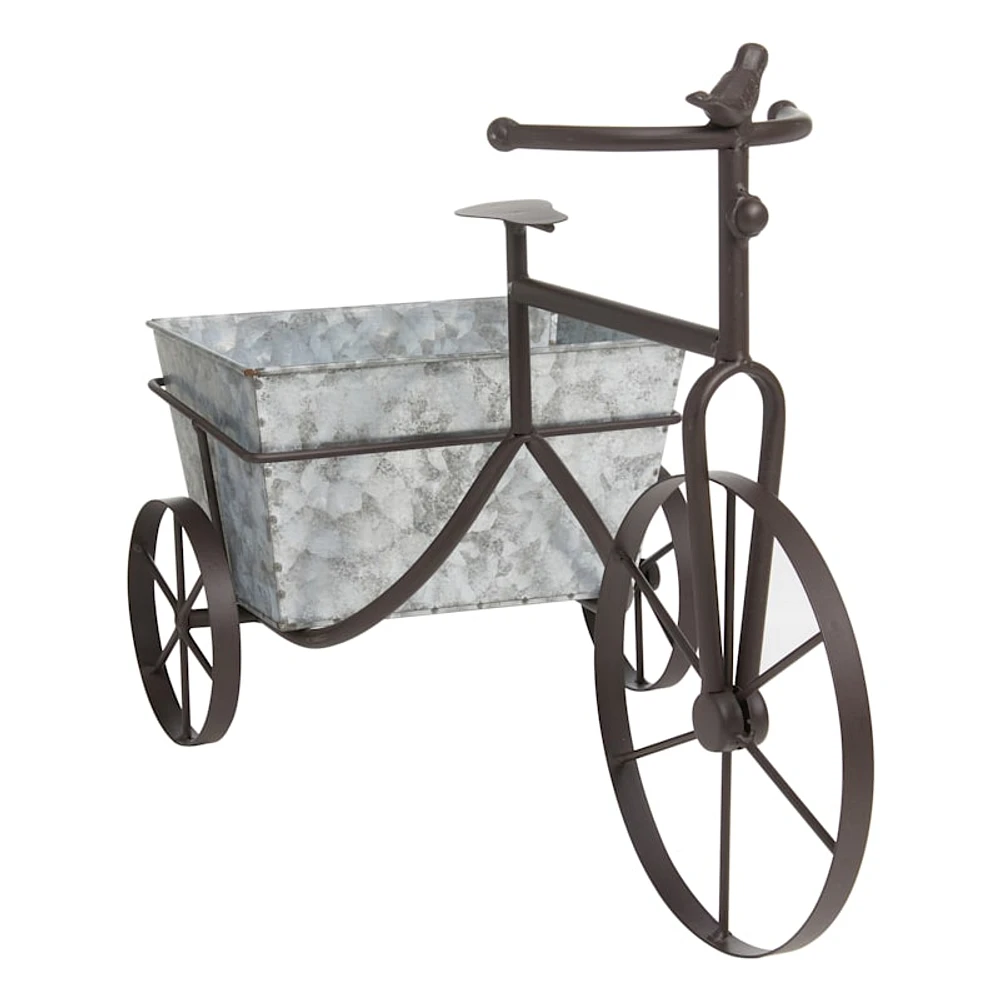 Decorative Brown Metal Bicycle with Galvanized Outdoor Planter