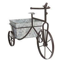 Decorative Brown Metal Bicycle with Galvanized Outdoor Planter