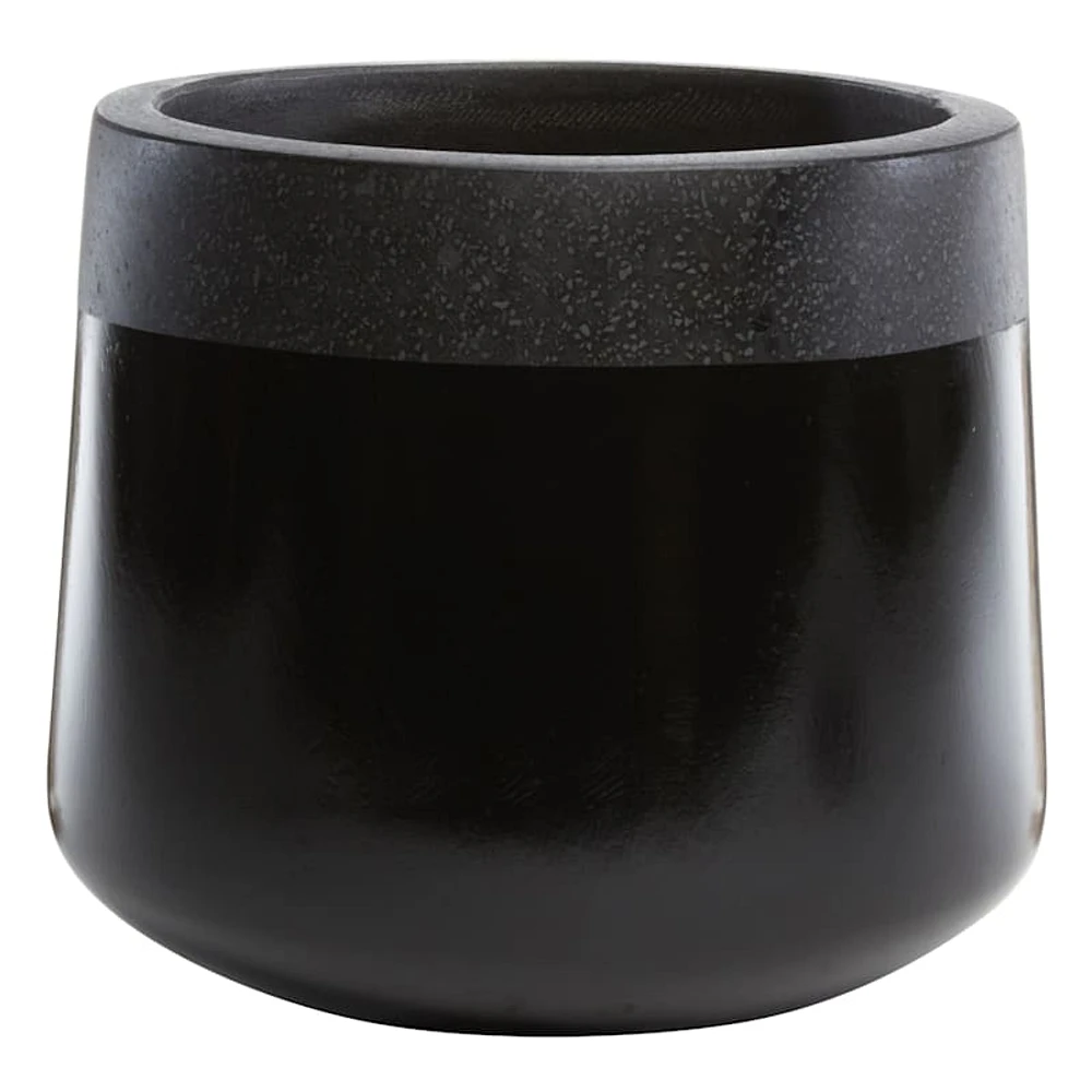 Two-Tone Black Textured Outdoor Planter, Medium