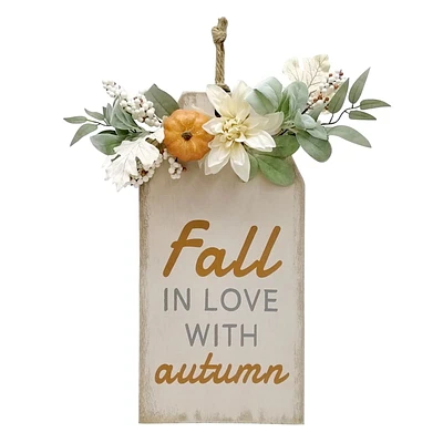 Fall In Love with Autumn Floral Sign, 13X21