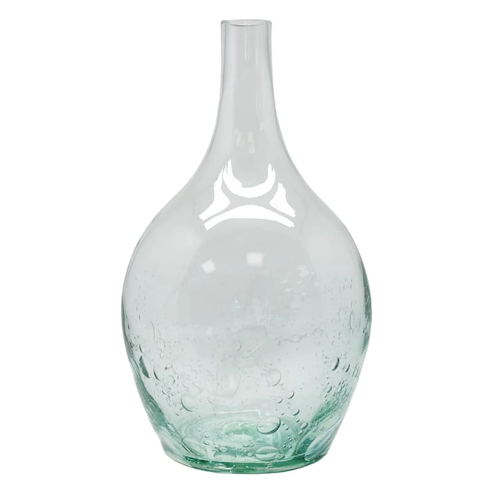 Clear Glass Vase with Aqua Bubbles