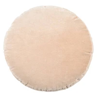 Crosby St. Taupe Cotton Slub & Velvet Round Throw Pillow, 16"