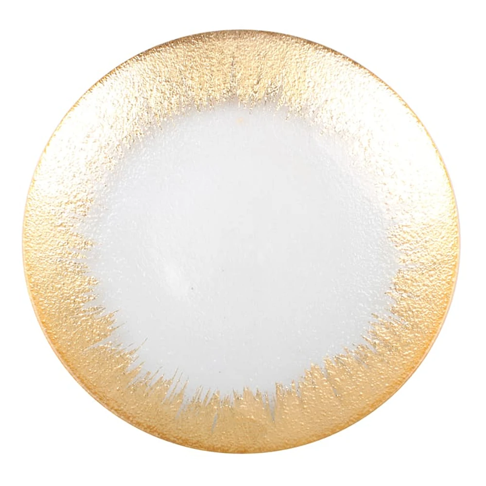 Prosecco Gold Foil Rim Glass Plate