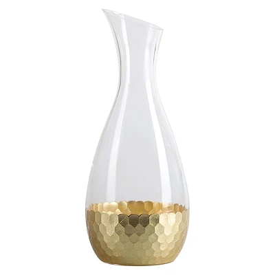 Glass Pitcher with Hammered Gold Base
