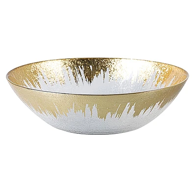 Prosecco Gold Foiled Rim Glass Bowl, 9.7"