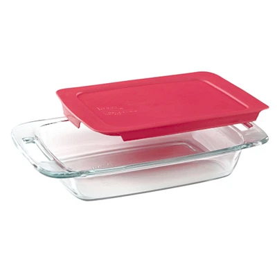 Pyrex Easy Grab Baking Dish with Red Lid, 11x7