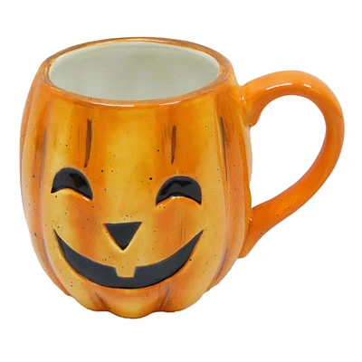 Homespun Halloween Orange Jack-o'-Lantern Mug,18oz