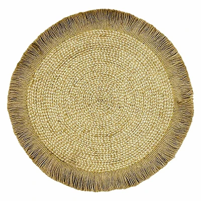 Natural Jute Placemat with Fringe, 15"