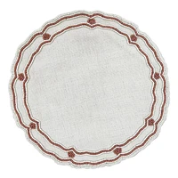 Neutral Placemat with Pink Beaded Border, 14"