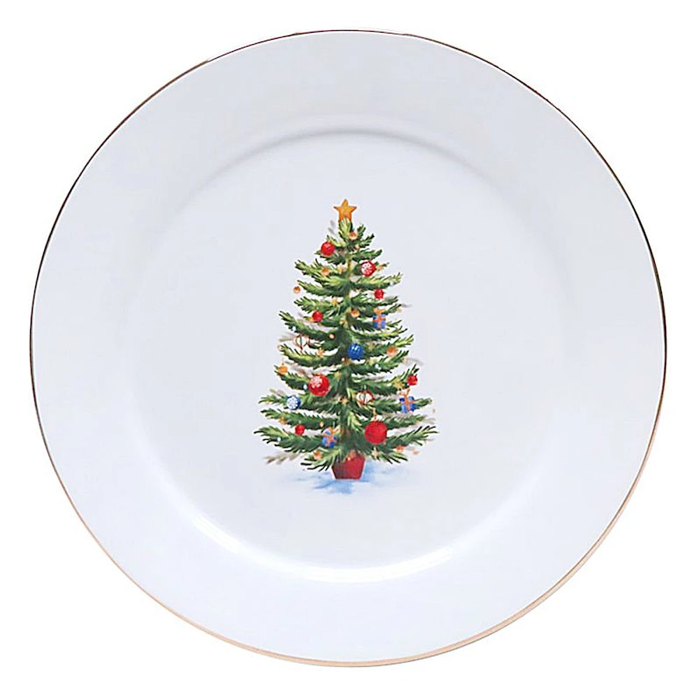 Classic Christmas Tree Ceramic Dinner Plate, 10.5"