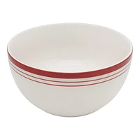 Christmas Red Rim Stoneware Bowl, 6"