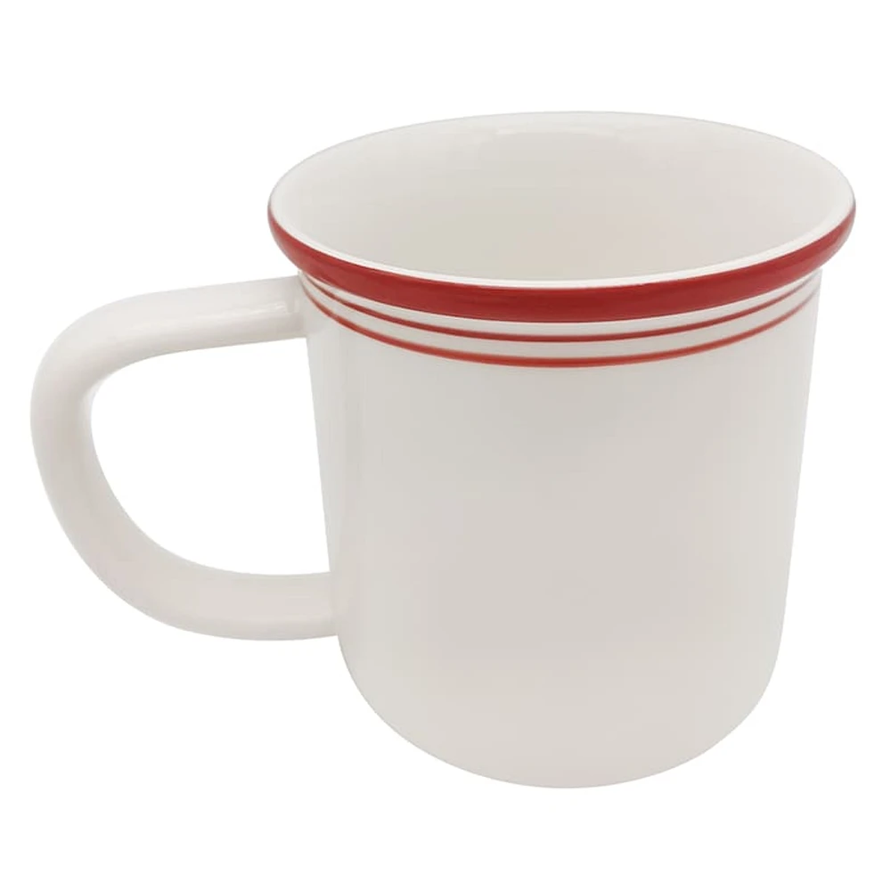 Christmas Red Rim Stoneware Mug, 16oz