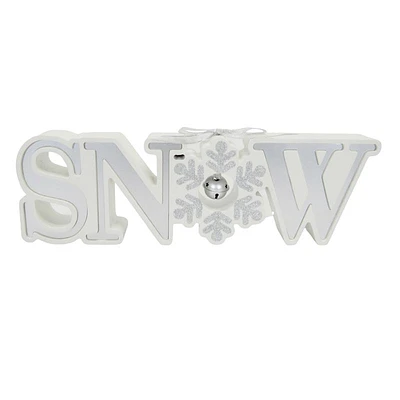 Snow with Jingle Bell Table Sign, 12"