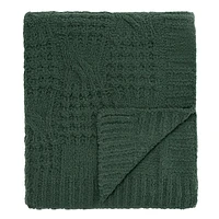 Green Fuzzy Sweater Knit Throw Blanket, 50x60