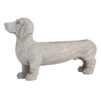 Indoor Grey Dachshund Dog Planter, 20"