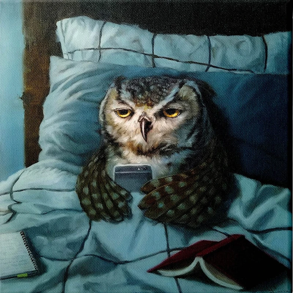 Night Owl Canvas Wall Art, 12"